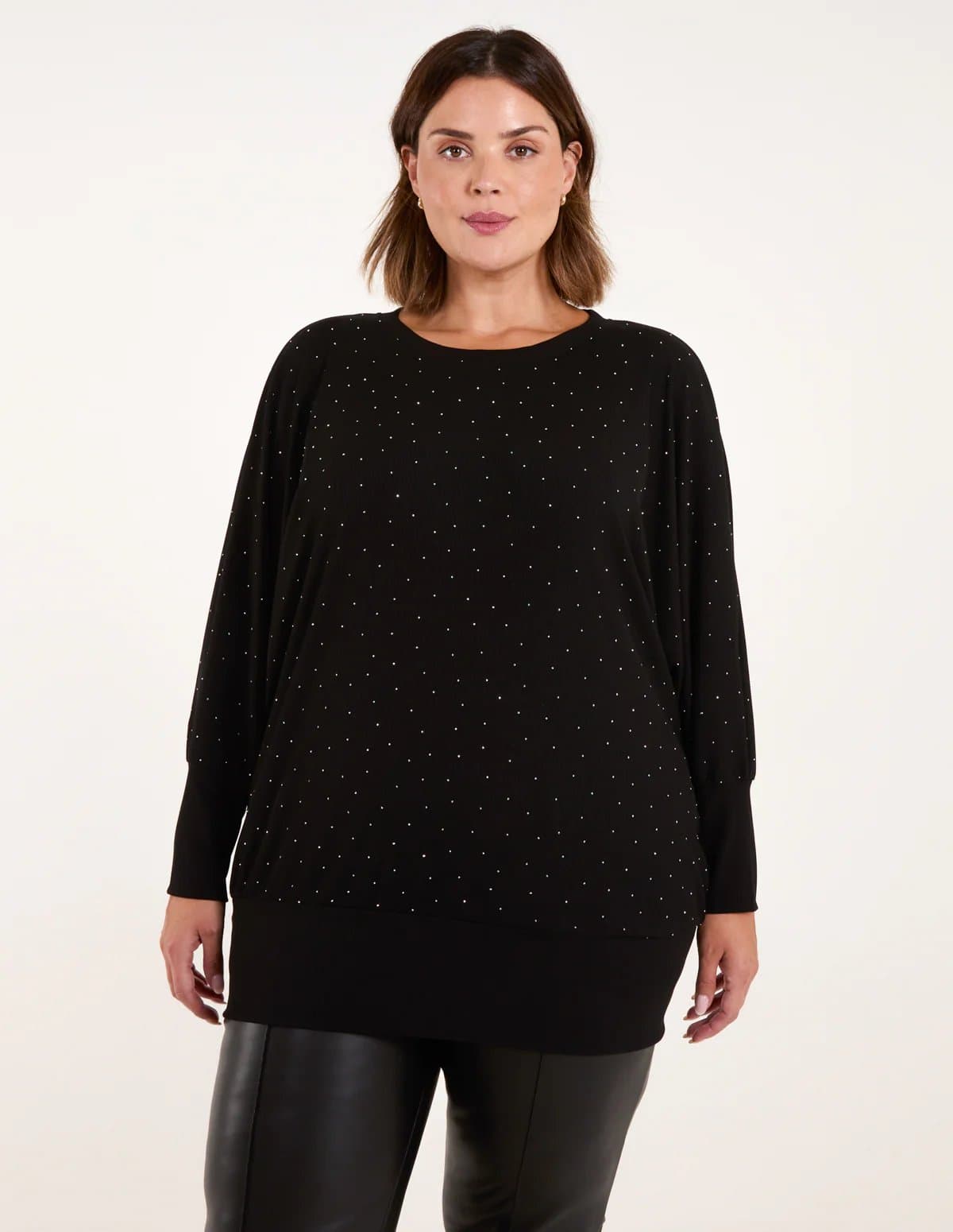 Blue Vanilla Curve Diamante Batwing Top