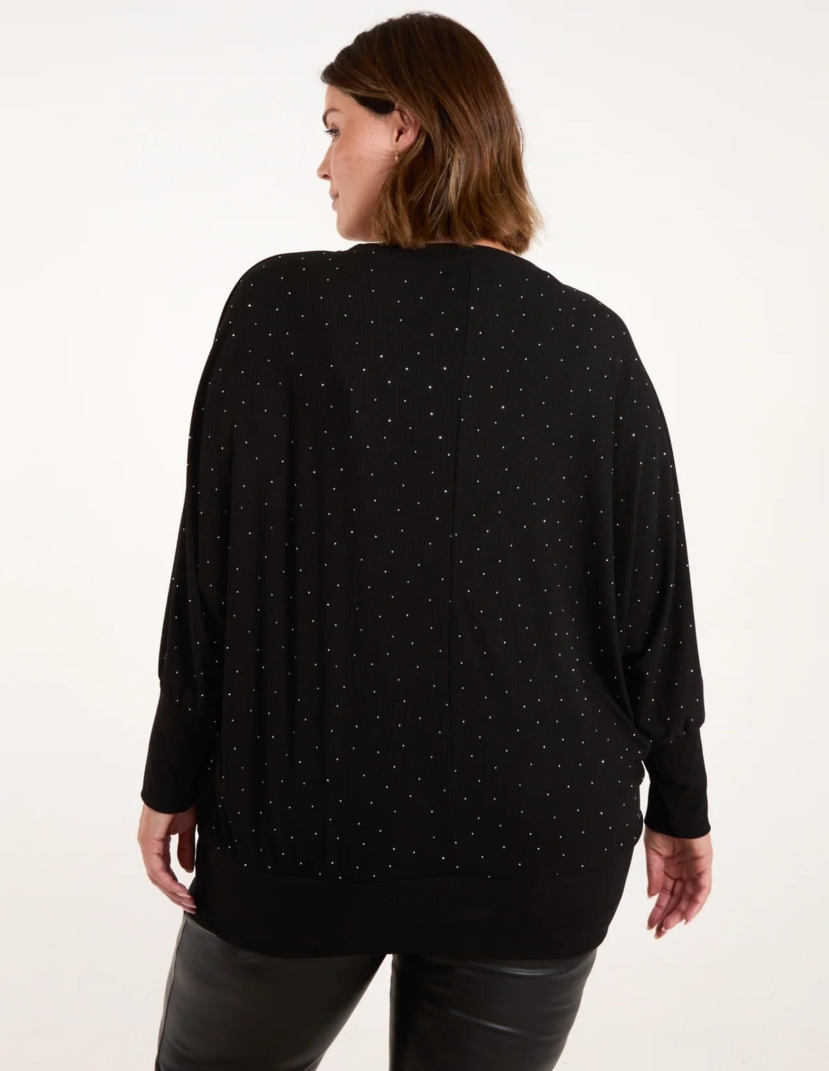 Blue Vanilla Curve Diamante Batwing Top - 4