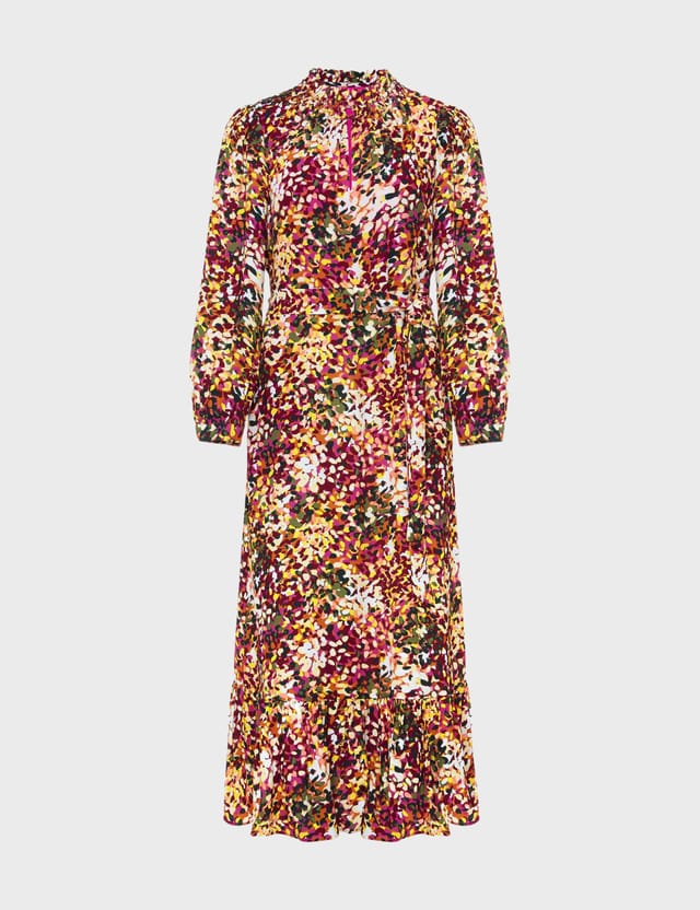 Hobbs London Hobbs London Women's Camellia Ruffle Hem Midi Dress in Pink - 2