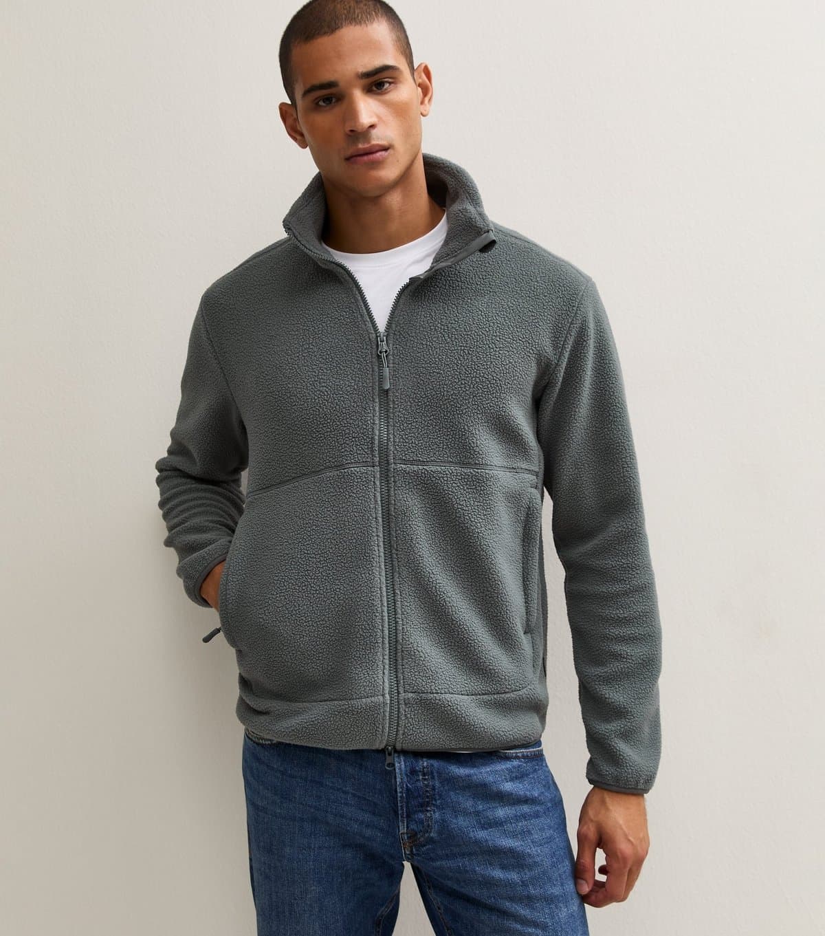 Only and Sons Men's Teal Fleece Long Sleeve Jacket Only and Sons New Look