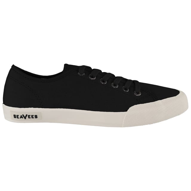 Seavees Seavees Men's Monterey Lace-Up Black Canvas Plimsolls - 3