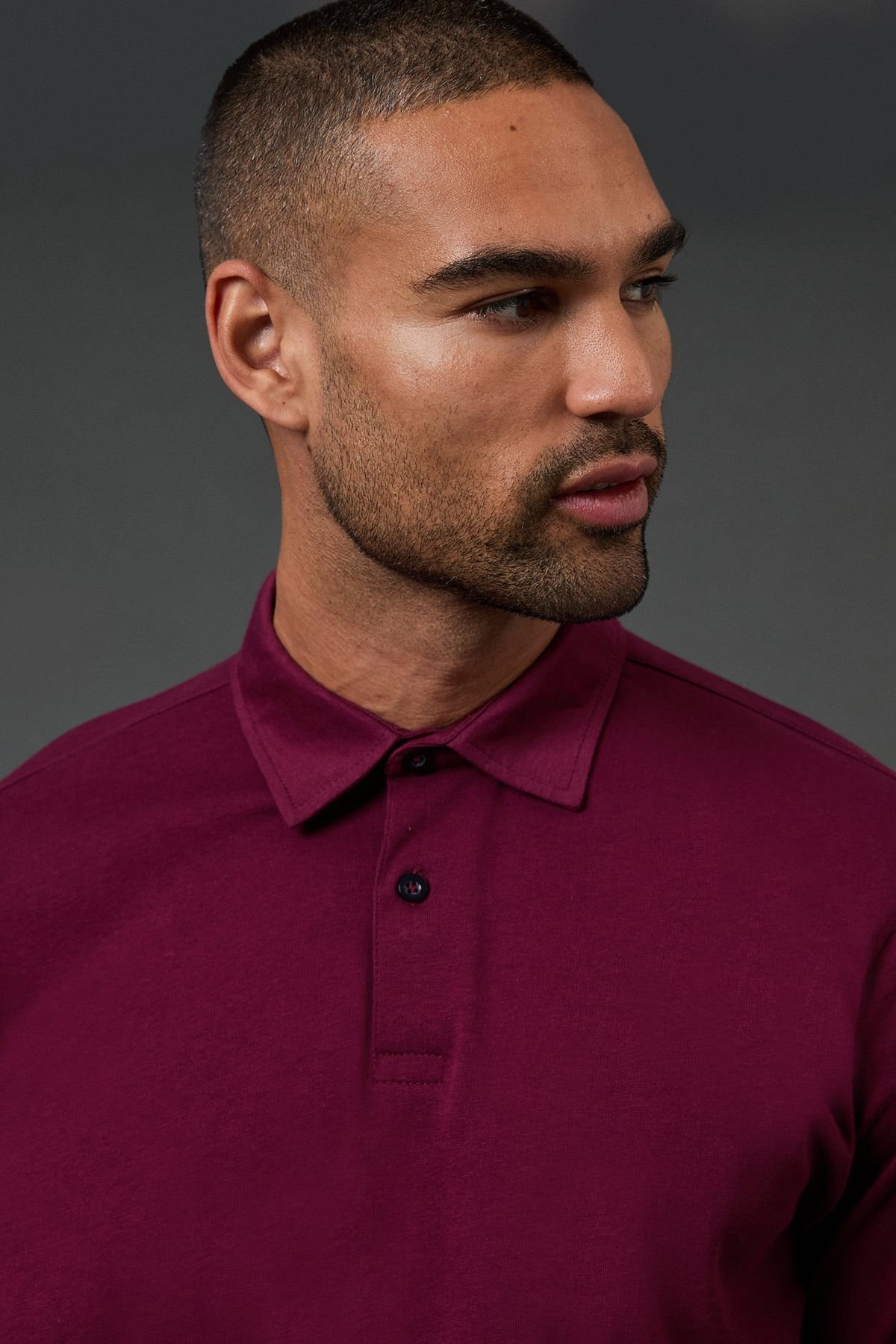 Burton Burton Men's Burgundy Long Sleeve Smart Polo Shirt - 4