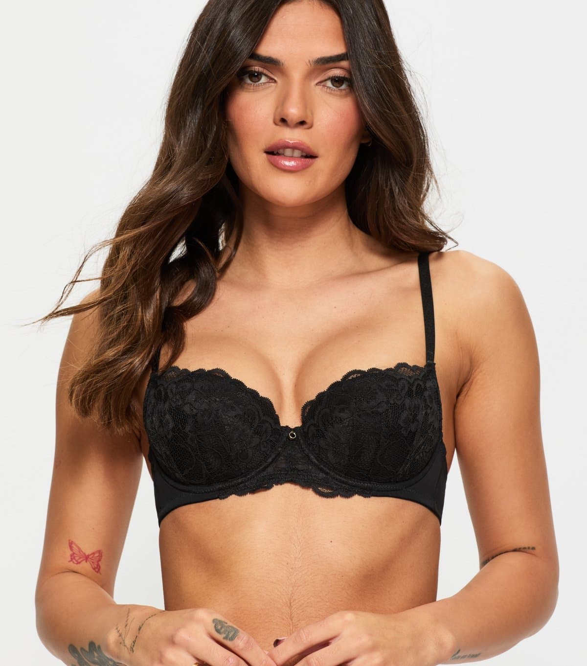Ann Summers Women's Black Sexy Lace Padded Balcony Bra Ann Summers New Look