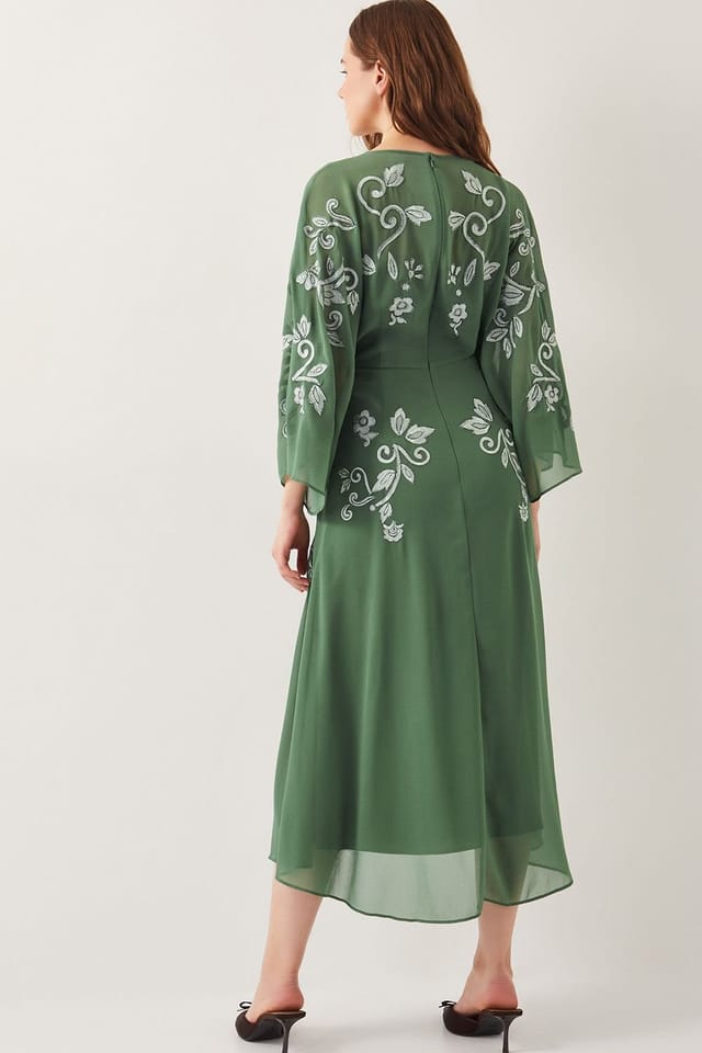 Monsoon Monsoon Women's Hannah Embroidered Tea Dress Green - 3