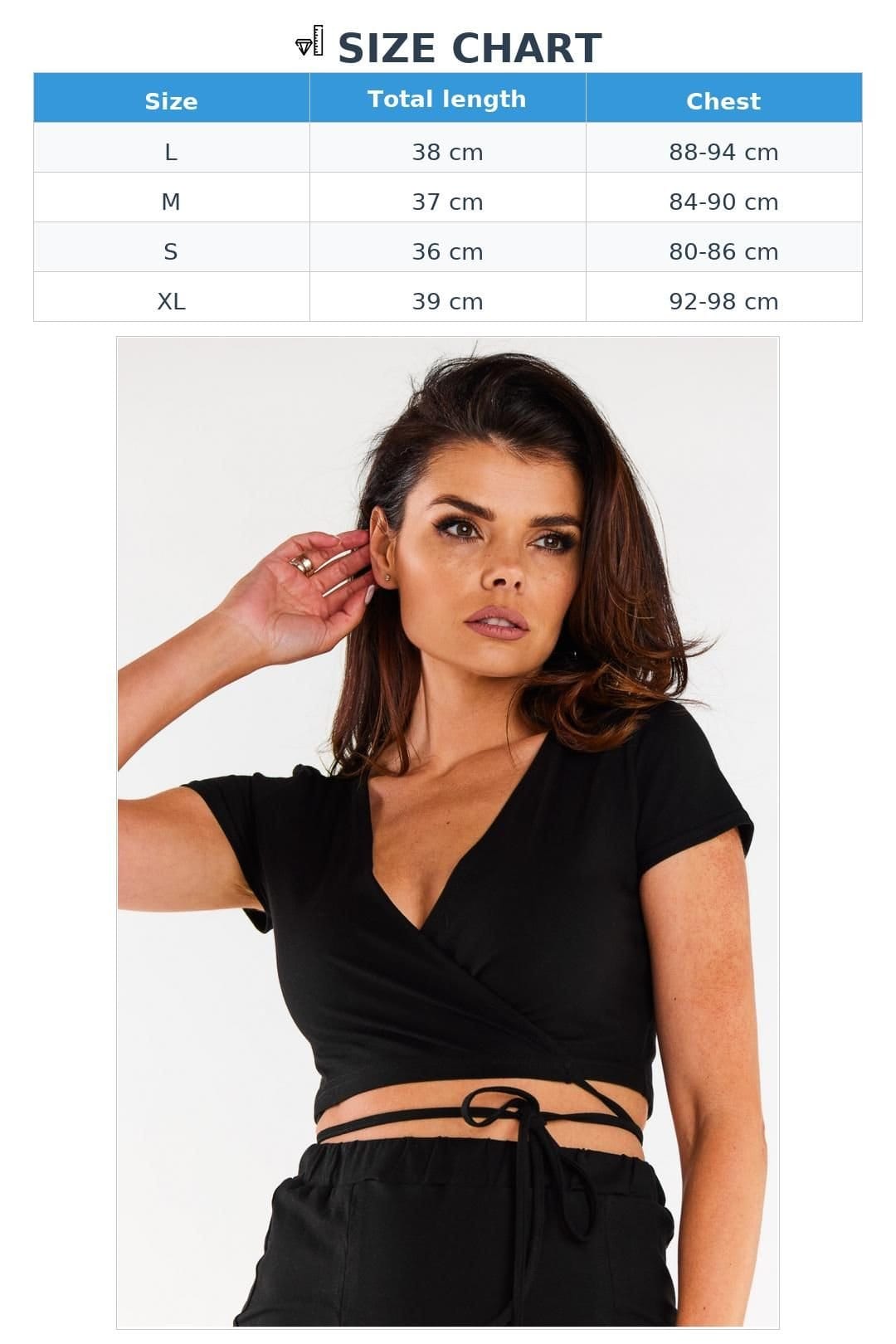 Love Lace Love Lace Women's Short Sleeve Crop Blouse Tie Neck in Black - 4