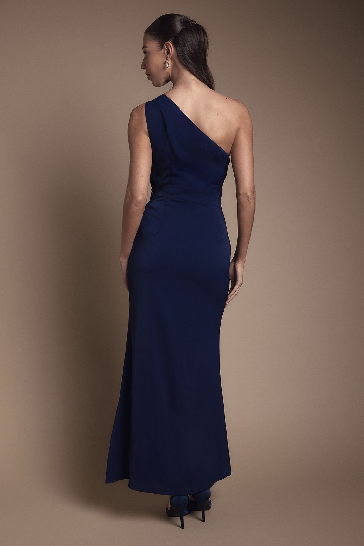 Coast Coast Women's One Shoulder Sash Waist Maxi Bridesmaid Dress in Navy - 3