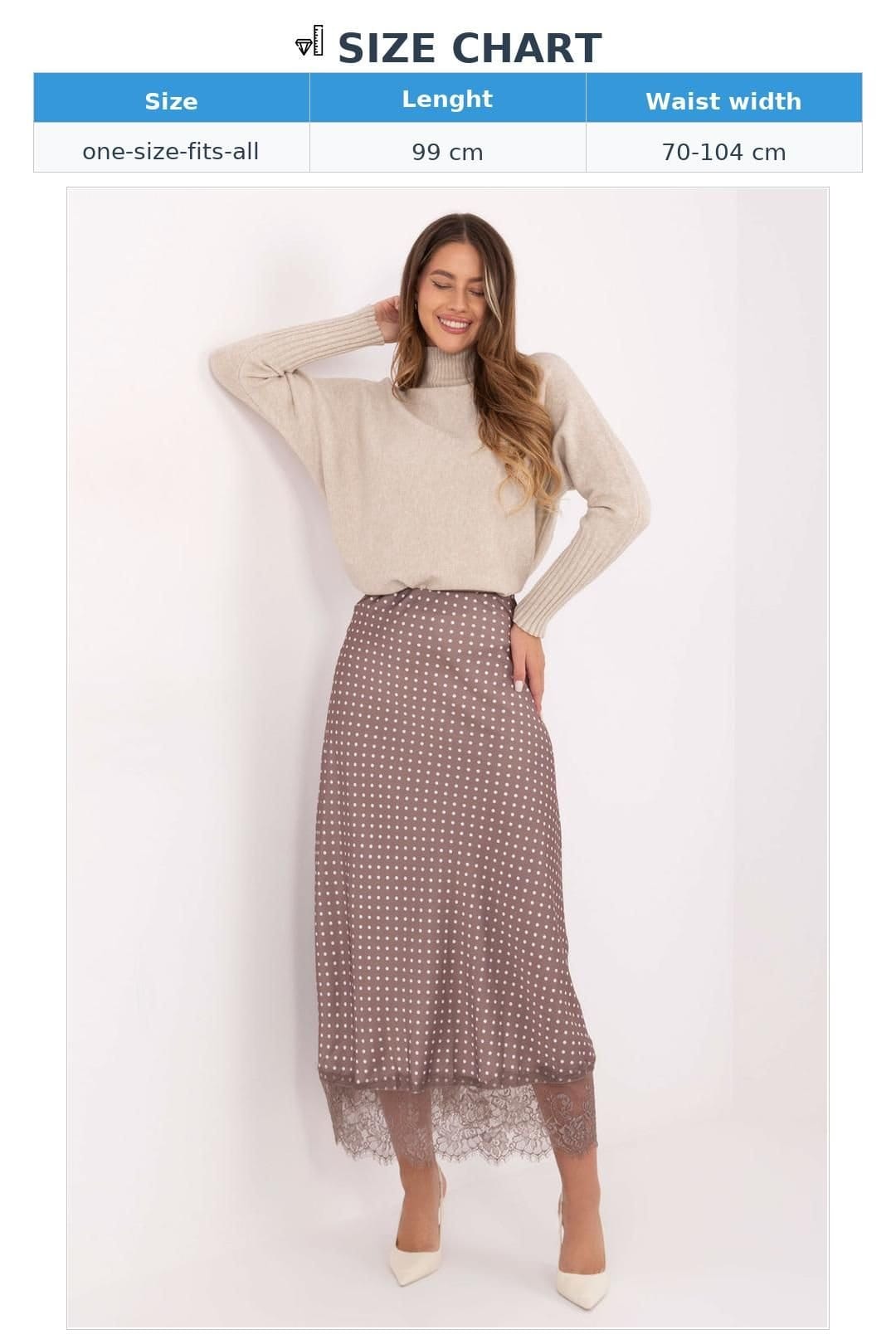 Love Lace Love Lace Women's Polka Dot Lace Midi Skirt with Stretch Waist in Beige - 4