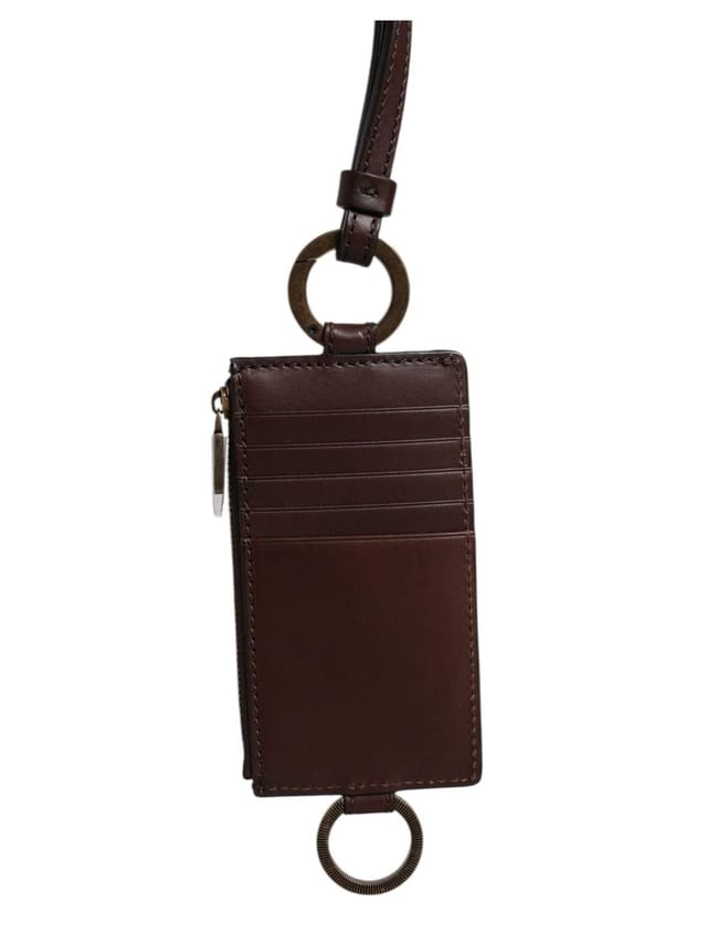 Dolce & Gabbana Dolce & Gabbana Men's Brown Calf Leather Lanyard Logo Card Holder Wallet - 3