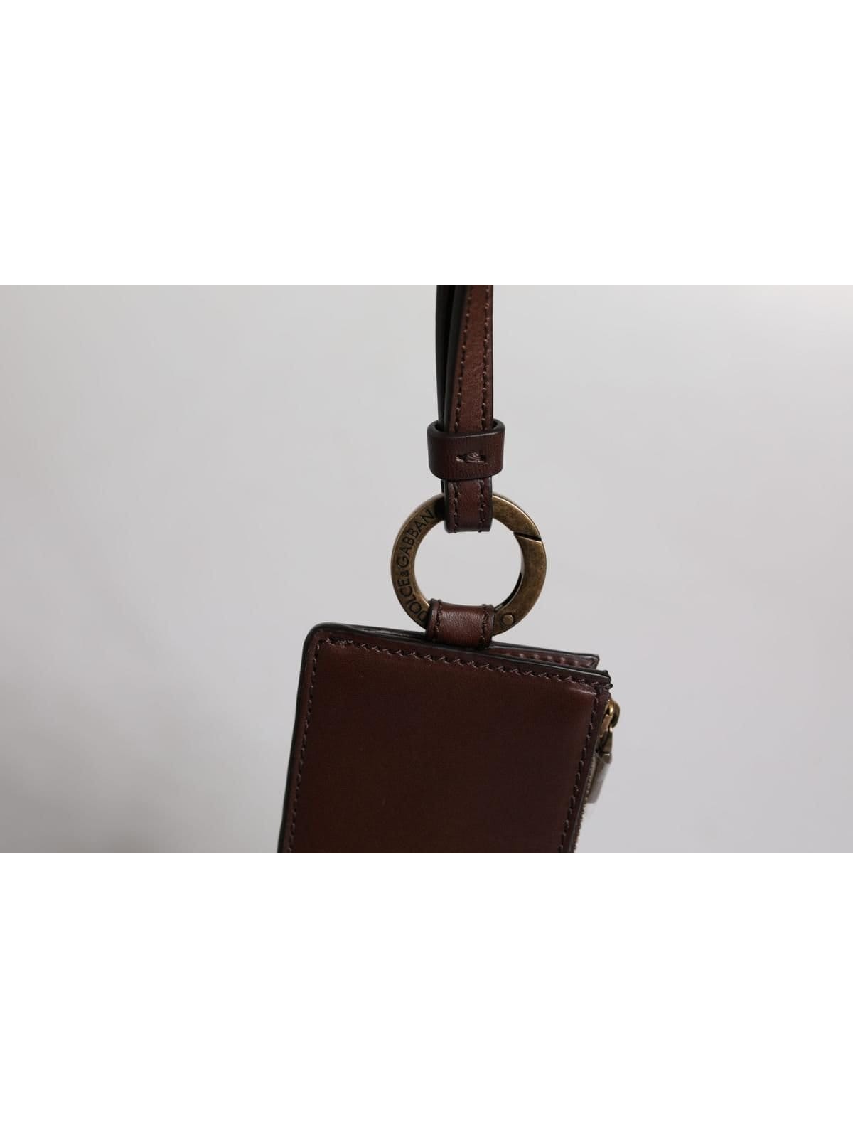 Dolce & Gabbana Dolce & Gabbana Men's Brown Calf Leather Lanyard Logo Card Holder Wallet - 4