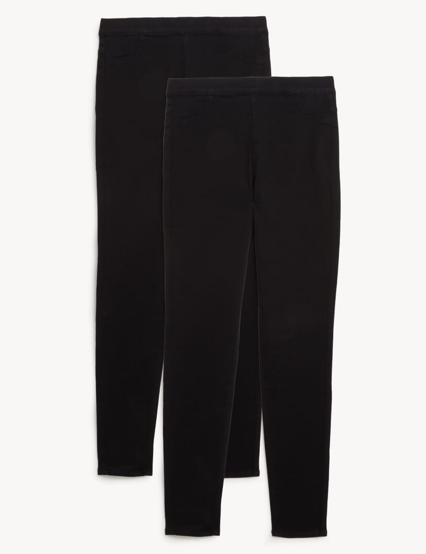Marks & Spencer M&S 2 Pack High Waisted Jeggings Black/Black - 1