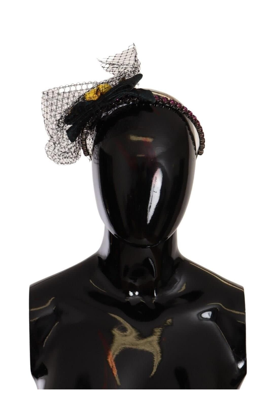 Dolce & Gabbana Dolce & Gabbana Black Mesh Diadem Headband with Crystals