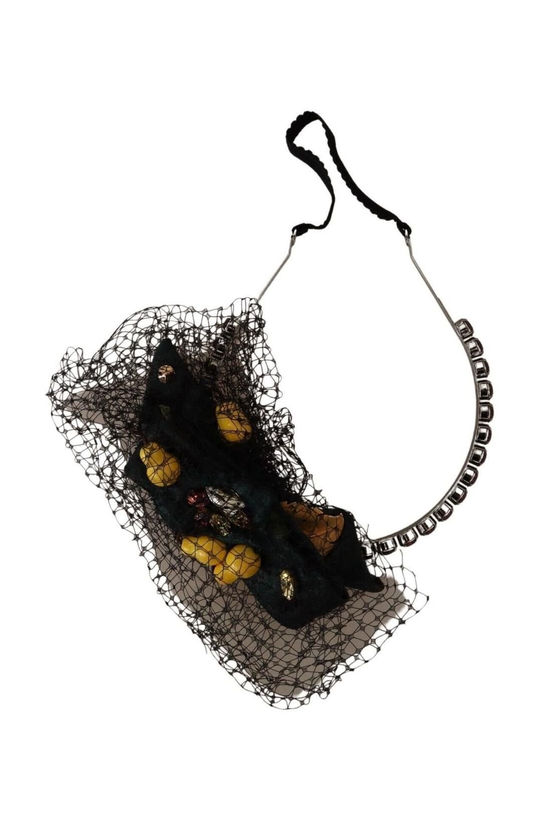 Dolce & Gabbana Dolce & Gabbana Women's Silver Tiara Crystals Fruits Black Mesh Diadem Headb - 2