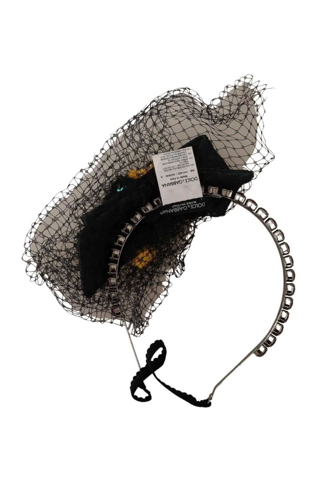 Dolce & Gabbana Dolce & Gabbana Women's Silver Tiara Crystals Fruits Black Mesh Diadem Headb - 3