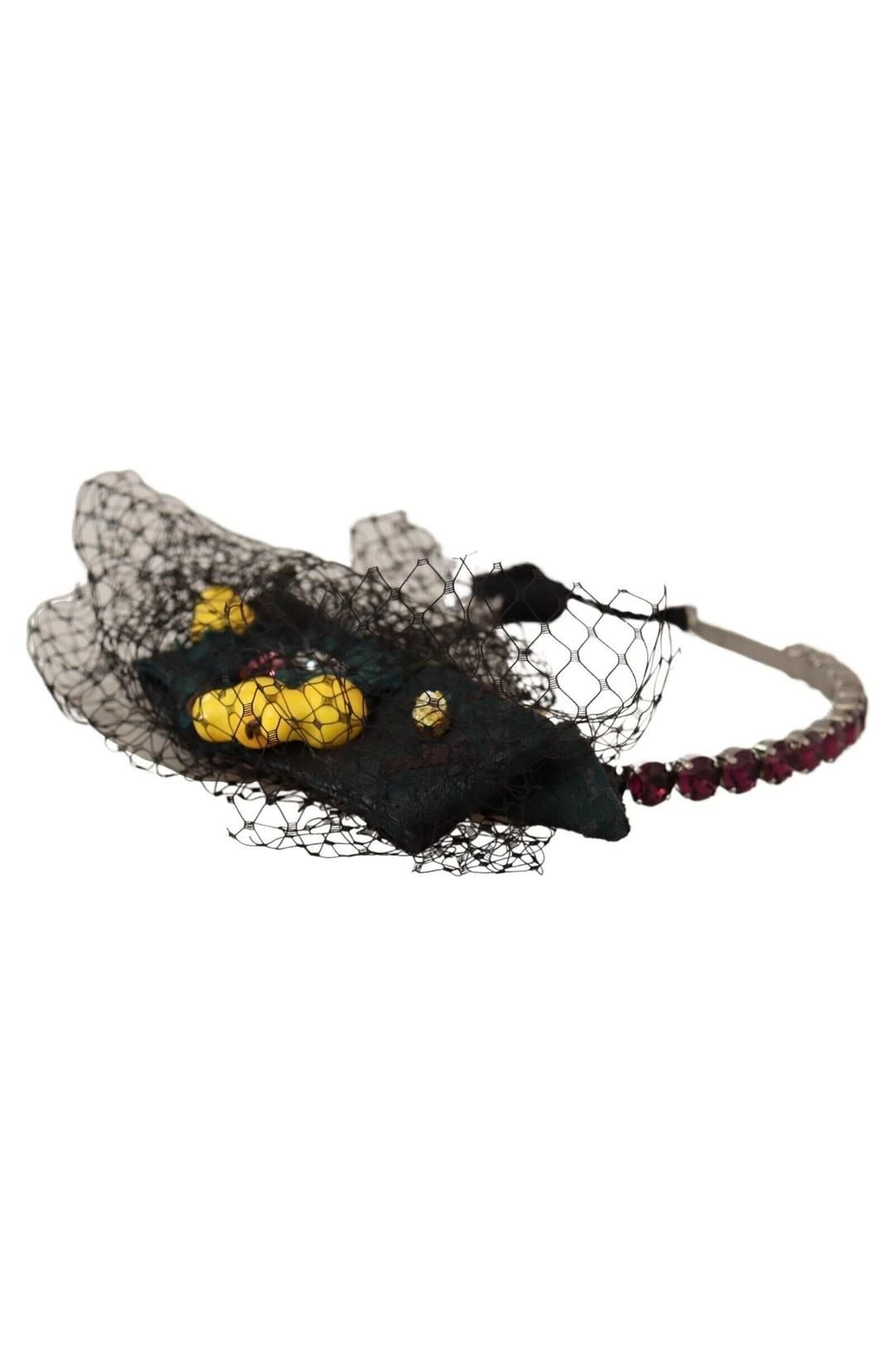 Dolce & Gabbana Dolce & Gabbana Women's Silver Tiara Crystals Fruits Black Mesh Diadem Headb - 4