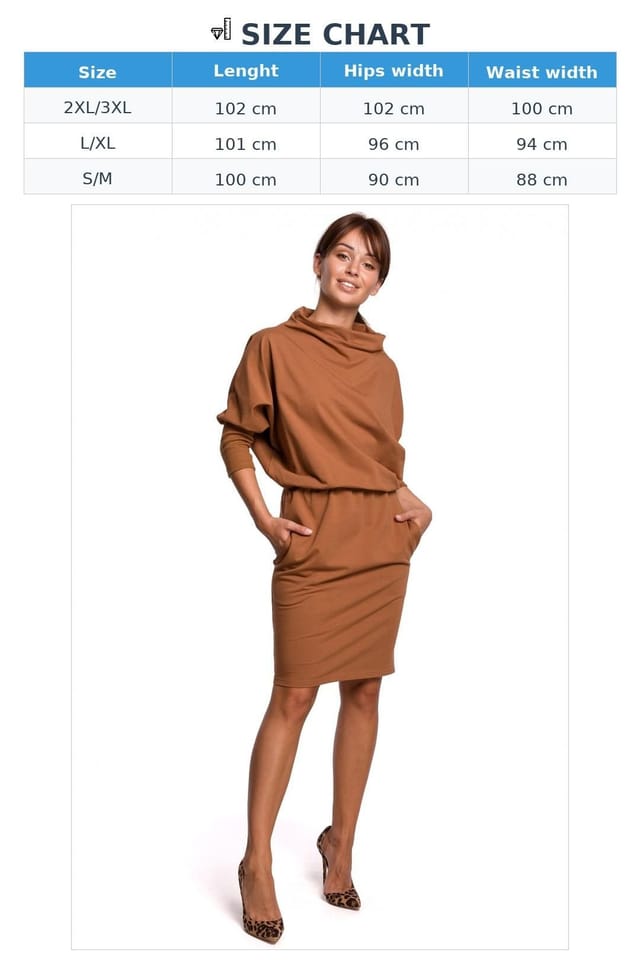 Love Lace Love Lace Women's Cotton Knit Pocket Pencil Dress with Kimono Sleeve in Brown - 3