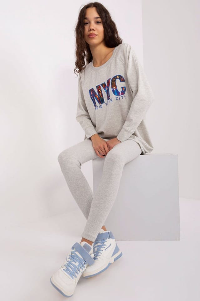 Love Lace Love Lace Women's Hoodie & Leggings Set High Waist Print in Grey - 2