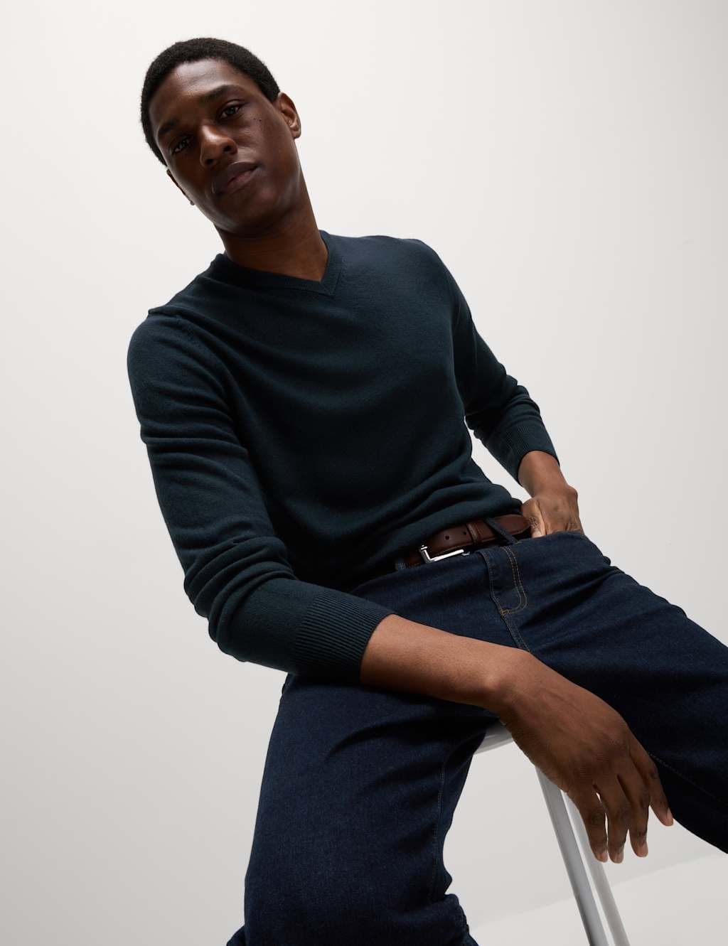 Marks & Spencer M&S Cashmilon™ V-Neck Jumper Navy