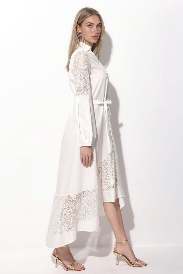 MSN Collection MSN Collection Women's Embroidered Midi Wrap Dress in White - 2