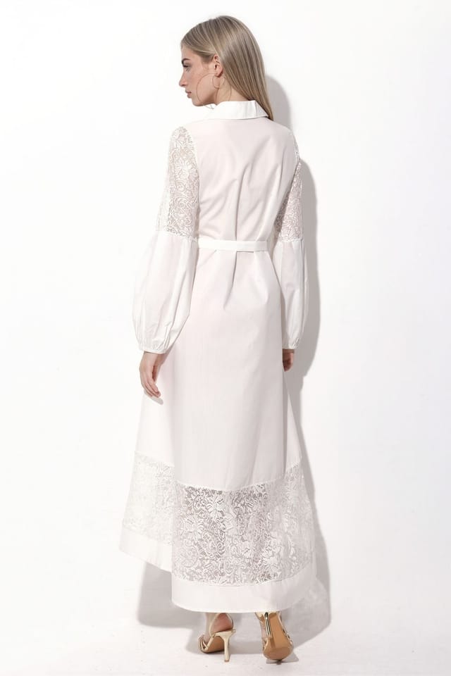 MSN Collection MSN Collection Women's Embroidered Midi Wrap Dress in White - 3