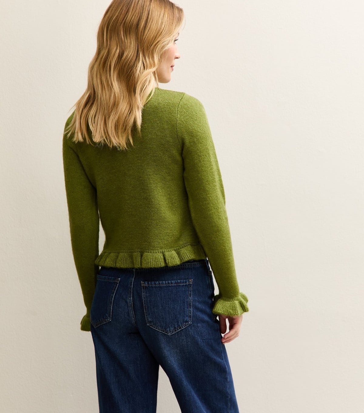 New Look Women's Green Embroidered Butterfly Frill Hem Cardigan New Look - 4