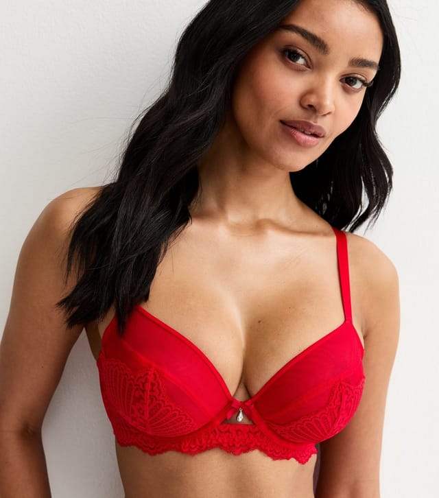 New Look Women's Red Lace Non Padded Bra New Look - 2