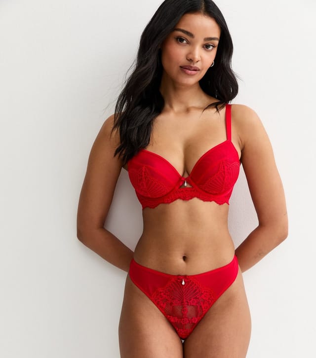 New Look Women's Red Lace Non Padded Bra New Look - 3