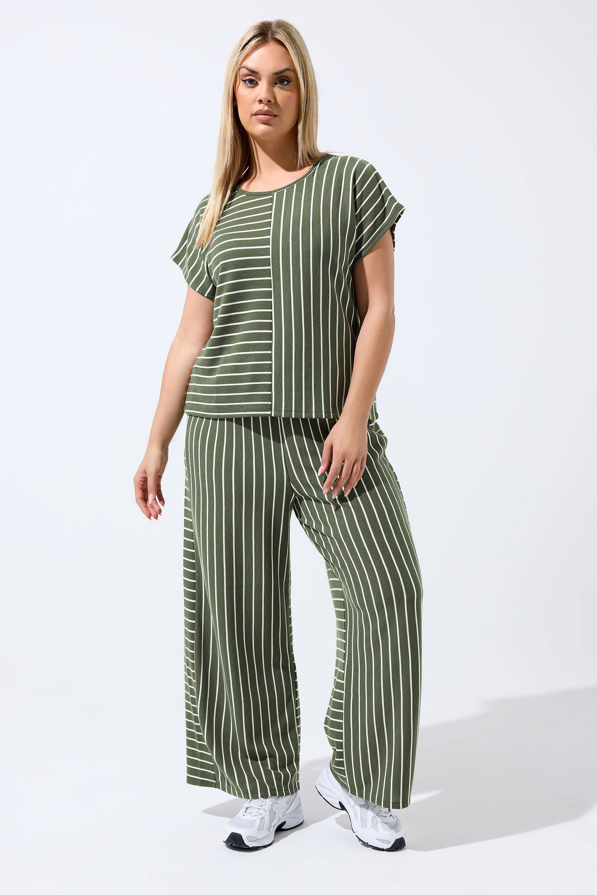 Limited Collection Plus Size Khaki Green Stripe Trousers