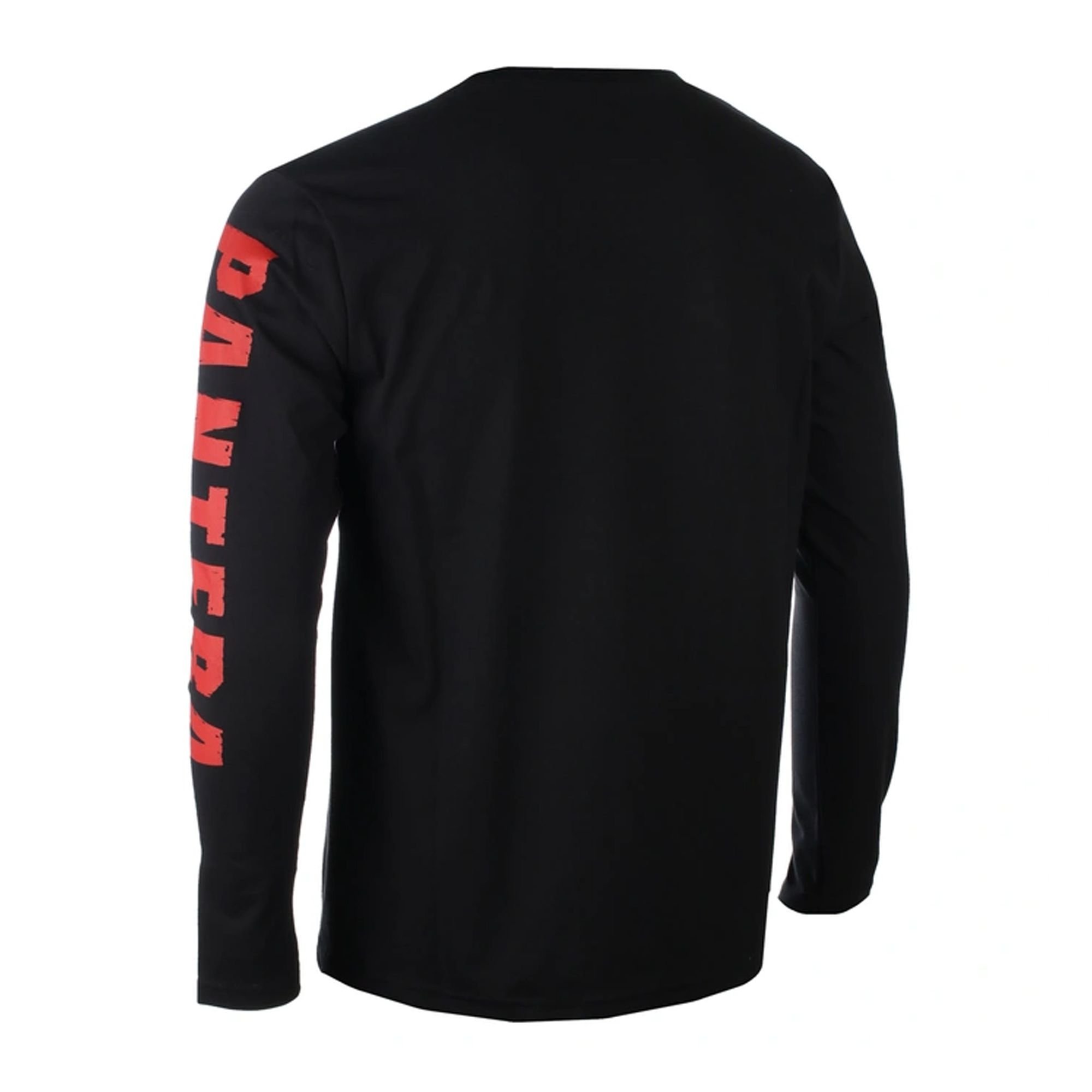 Pantera Pantera Men's Frayed Sleeve Print Logo Long-Sleeved T-Shirt in Black - 2