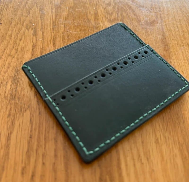 Lepard and Smiths Ltd. Green Brogued Horween Leather Card Holder