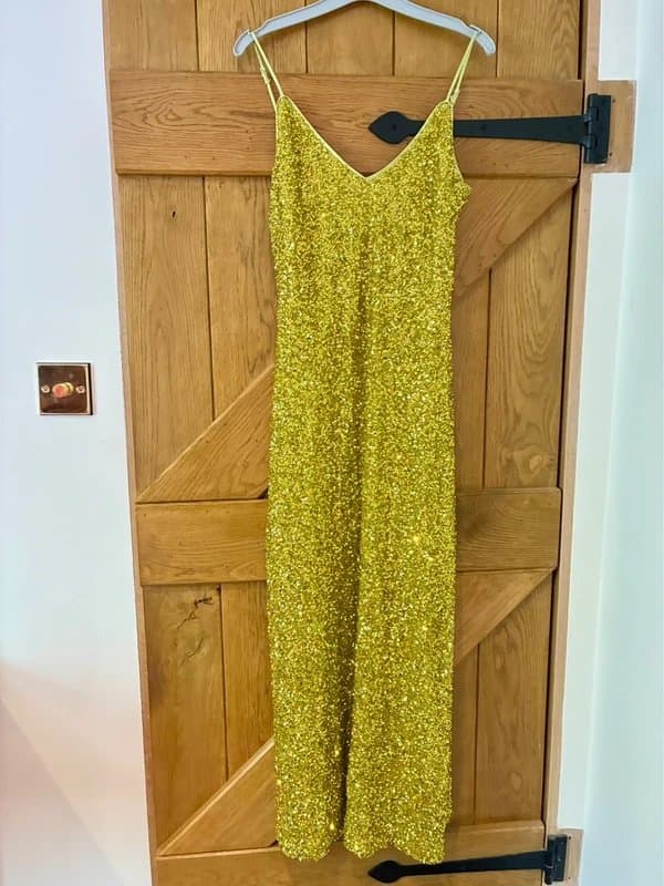 Never Fully Dressed Never fully dressed lime sequin maxi 10