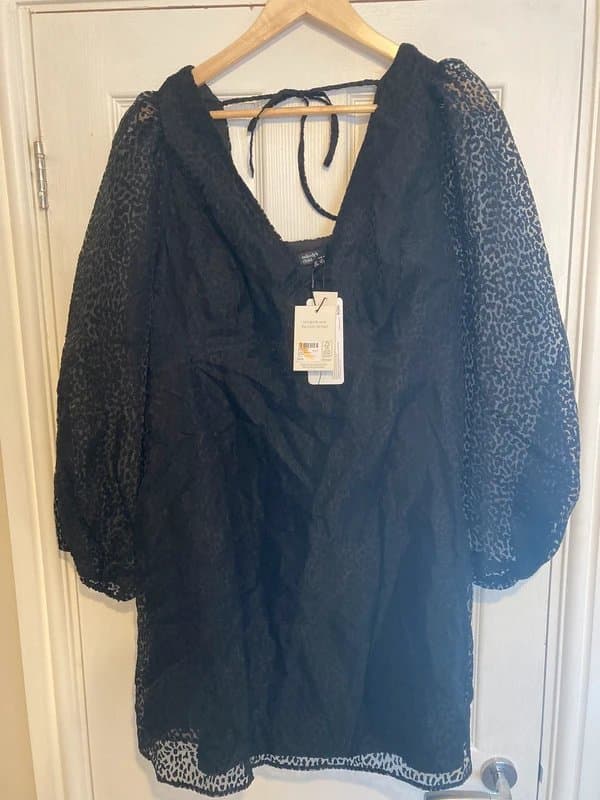 Nobodys Child Nobody’s Child Zendaya Mini Dress Black Leopard Jacquard UK 16 BNWT