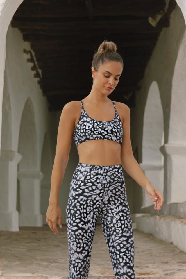 Dancing Leopard Dancing Leopard Women's Malala Leopard Print Stretchy Yoga Leggings High Rise Active Pants in Black - 2