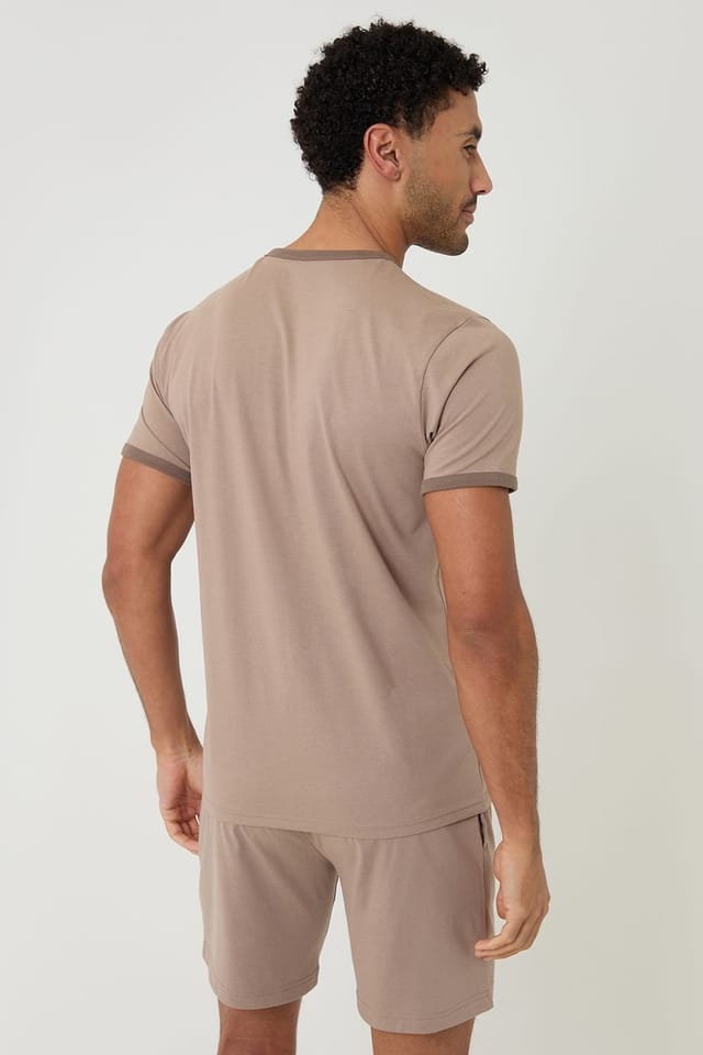 Threadbare Threadbare Men's Contrast Binding Short Lounge Set in Stone - 2