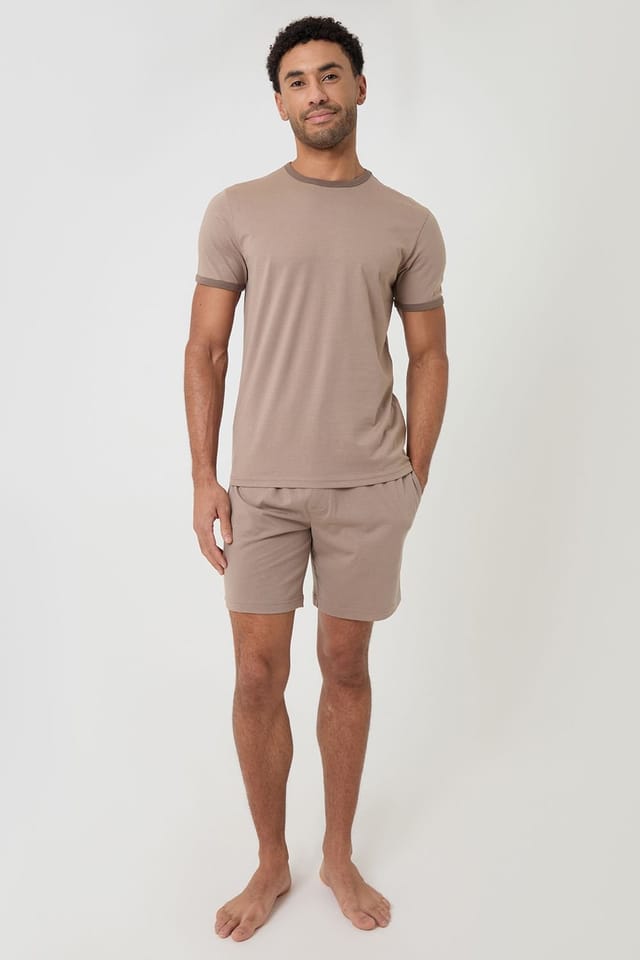 Threadbare Threadbare Men's Contrast Binding Short Lounge Set in Stone - 3