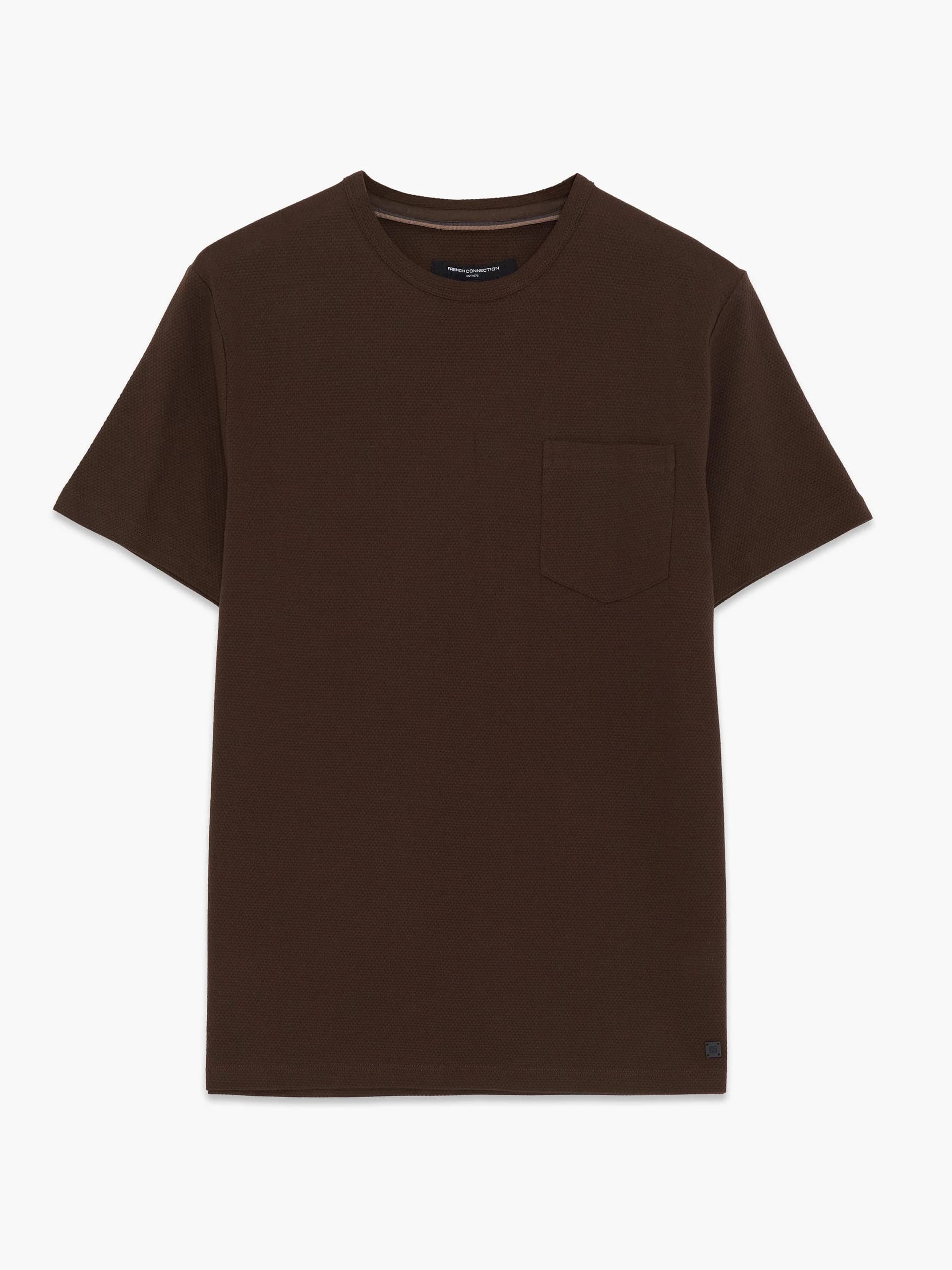 French Connection Brown Textured Pocket T-Shirt Coffee Brown