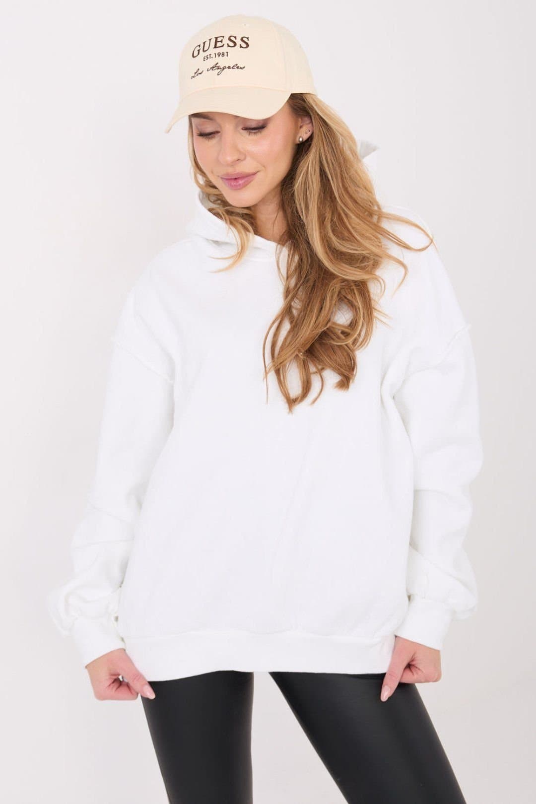 Love Lace Love Lace Women's Cotton Hooded Sweatshirt with Warm Lining in White