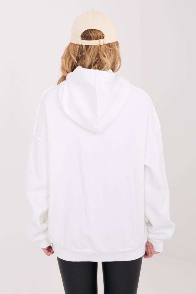 Love Lace Love Lace Women's Cotton Hooded Sweatshirt with Warm Lining in White - 3