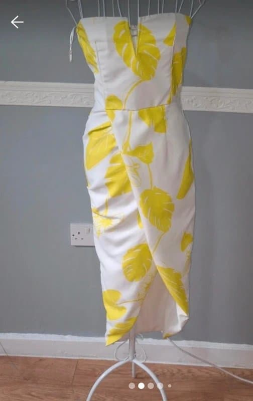 Rosebullet Rosebullet Designer Tropical Leaf Print Strapless Midi Dress Size 8 UK