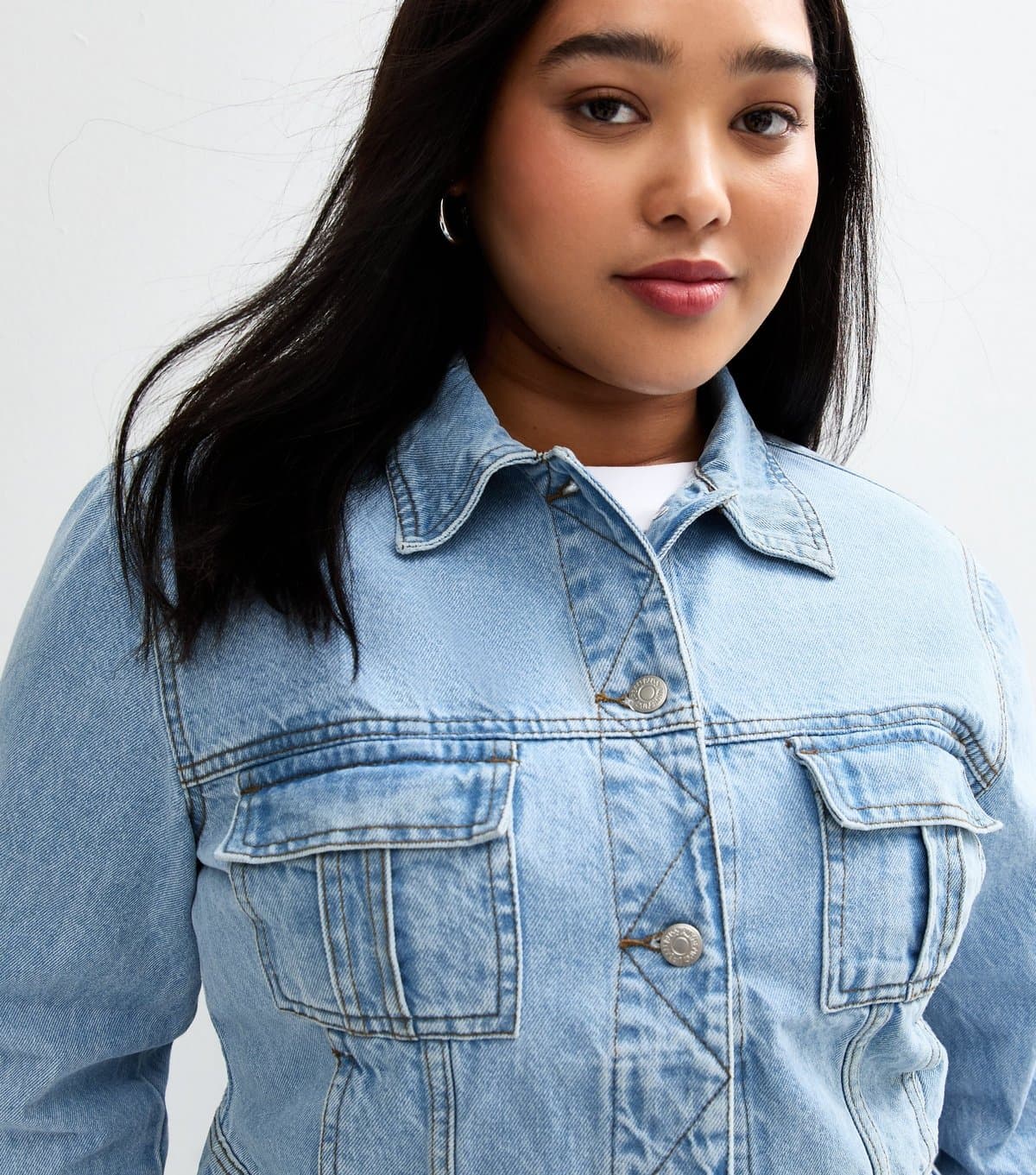 Urban Bliss Women's Curve Blue Long Sleeve Denim Jacket Urban Bliss New Look