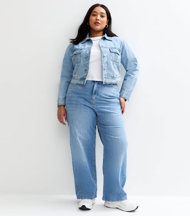 Urban Bliss Women's Curve Blue Long Sleeve Denim Jacket Urban Bliss New Look - 3