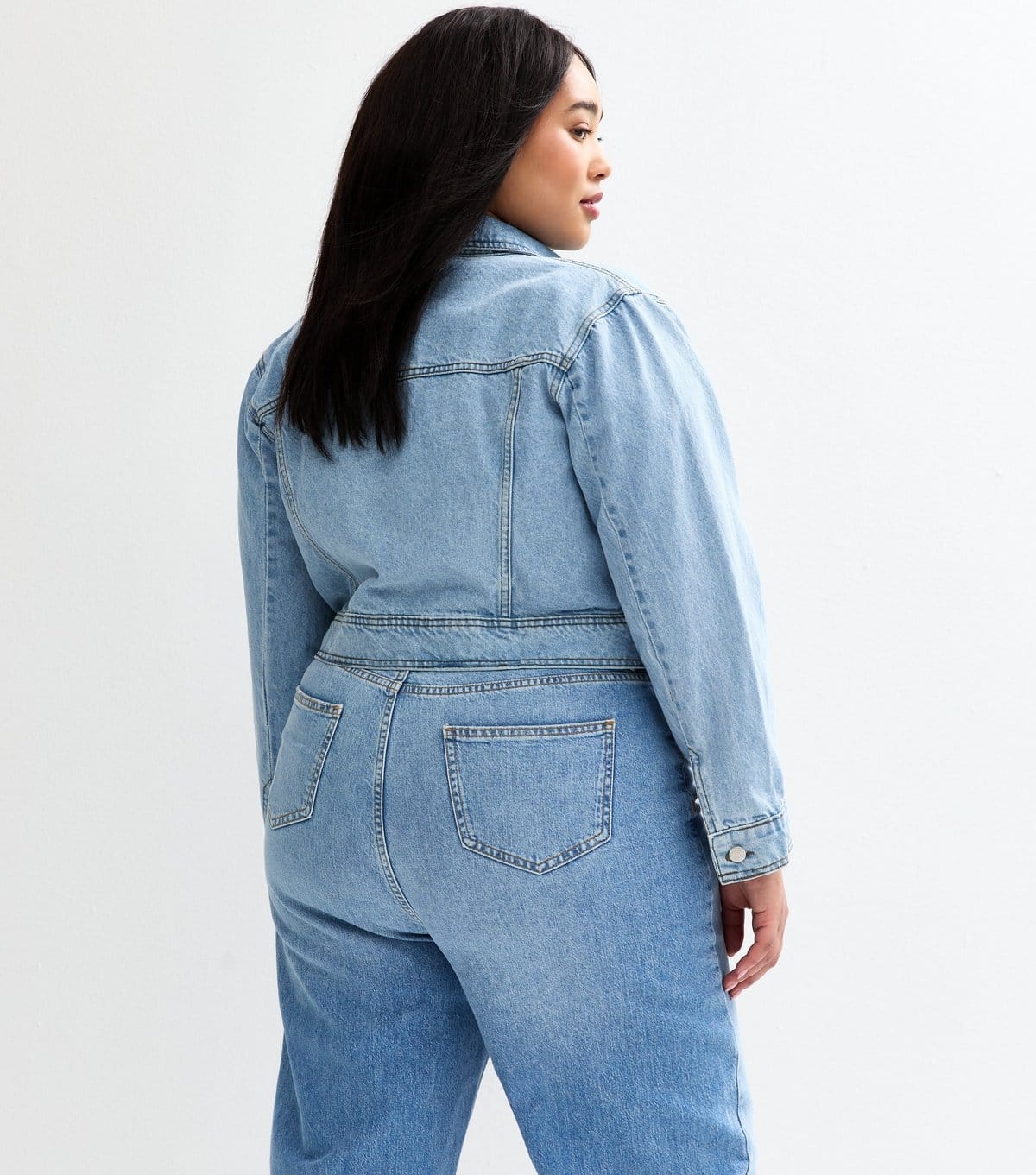 Urban Bliss Women's Curve Blue Long Sleeve Denim Jacket Urban Bliss New Look - 4