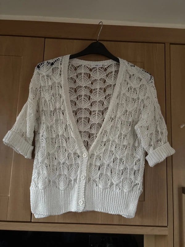 New Look White Crochet Cardigan Top Size 10