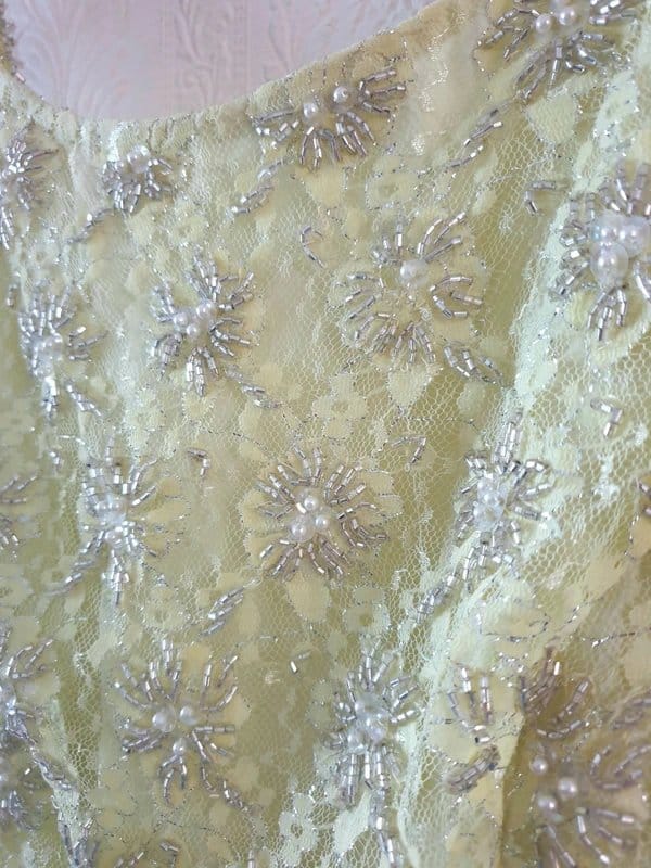 Topshop Yellow Floral Lace Mini Dress Embellished with Beads
