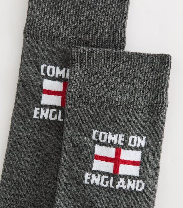 New Look Men's Grey Come On England Football Ankle Socks New Look - 2