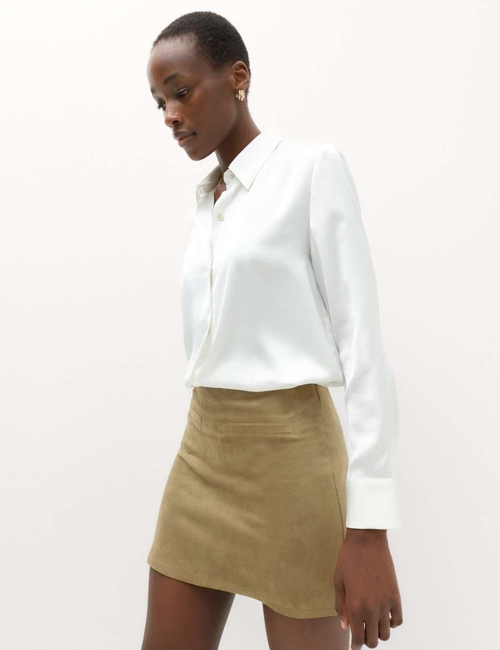 Marks & Spencer M&S Faux Suede Mini Skirt Pale Green