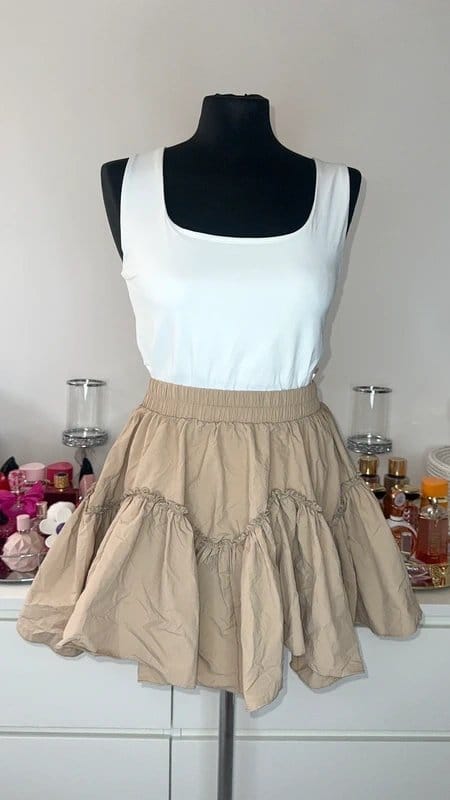 New Look Beige Peplum Style Mini Skirt