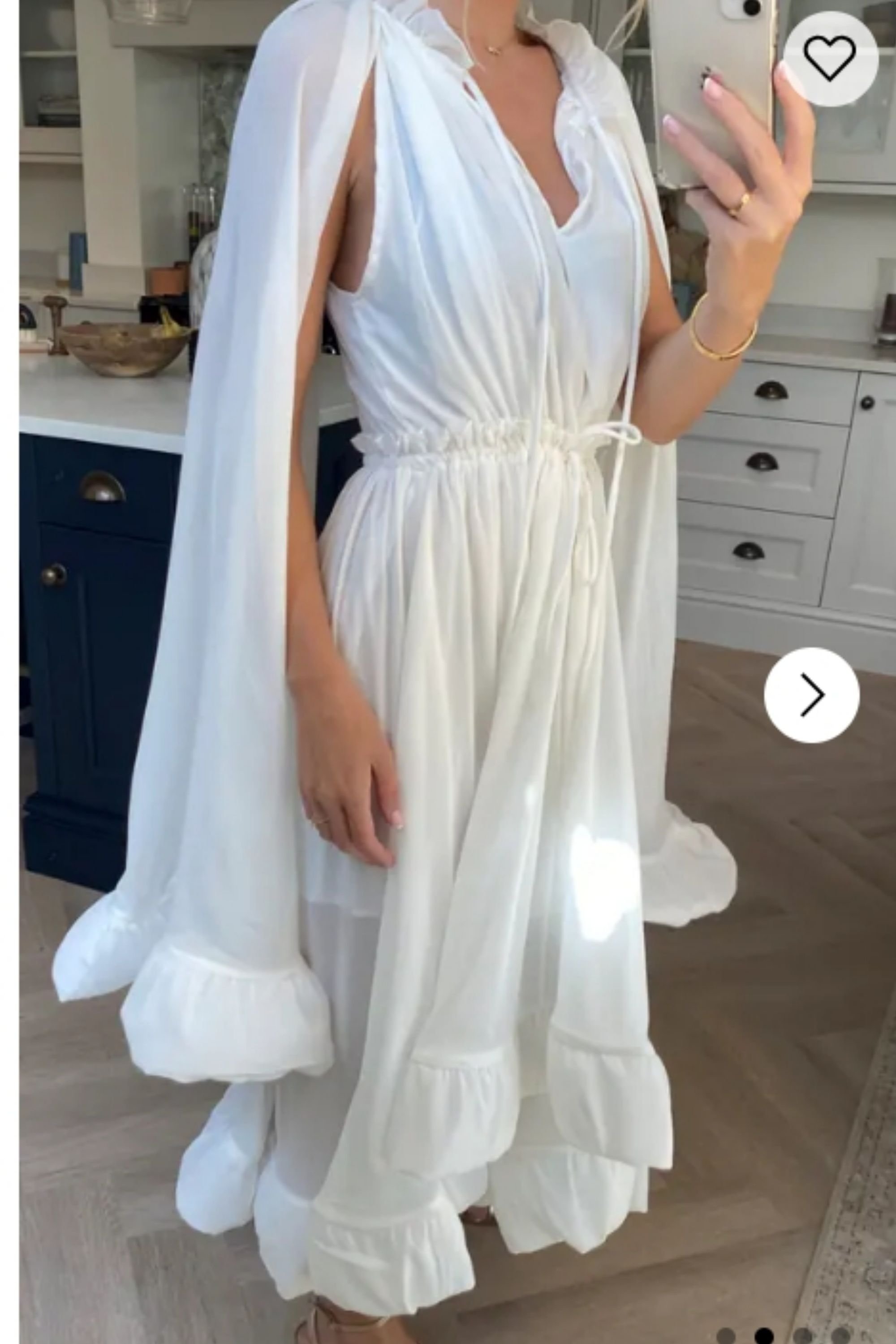 CY CY Women's Ruffle Hem & Sleeves Oversized Dress In White - 3