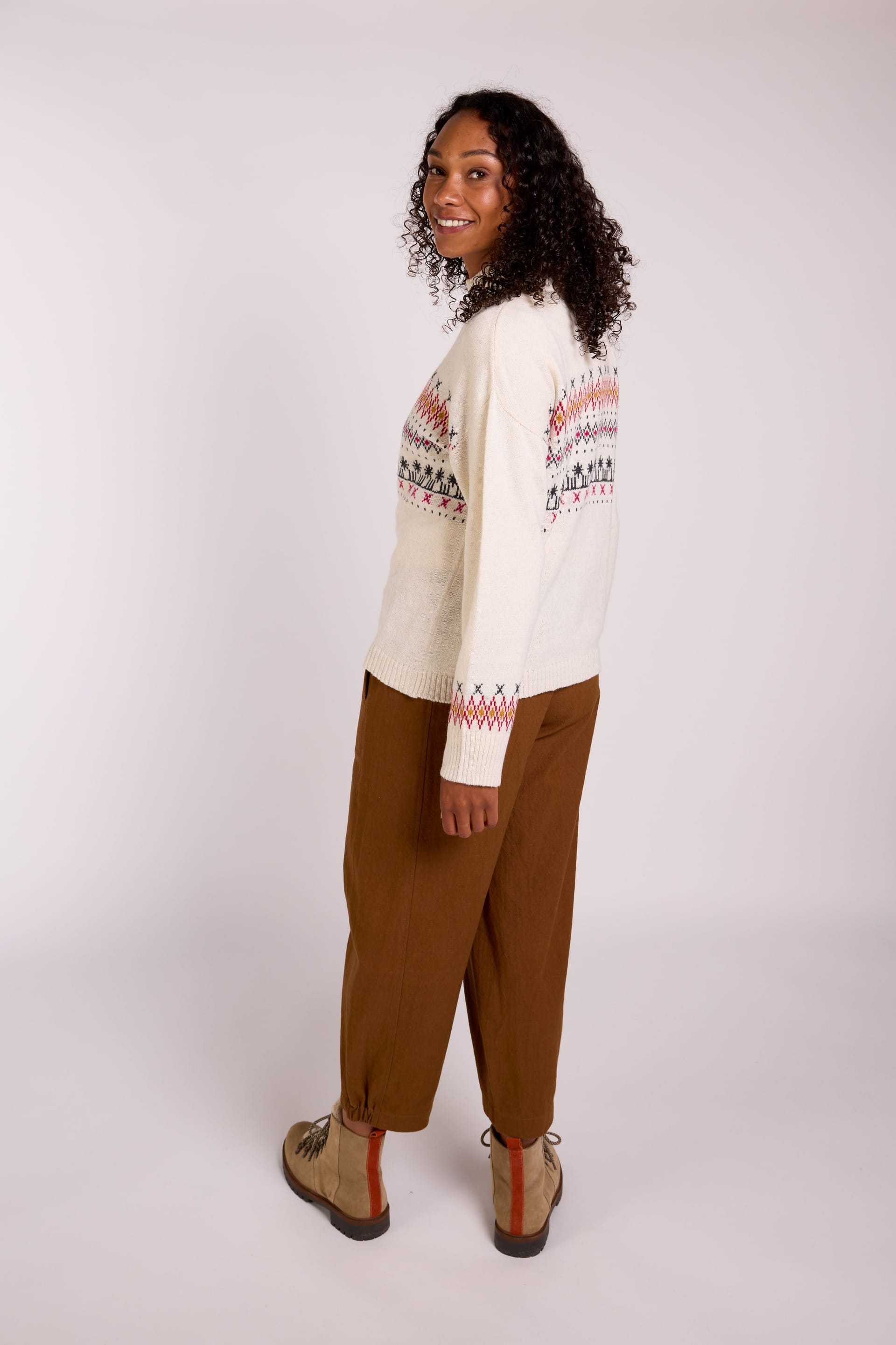 Nomads Clothing Nomads Clothing Women's Womens Fairisle Lightweight Jumper in Ivory - 4