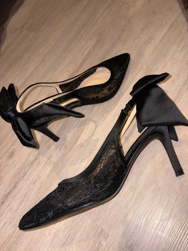 ASOS Black lace sling back heels