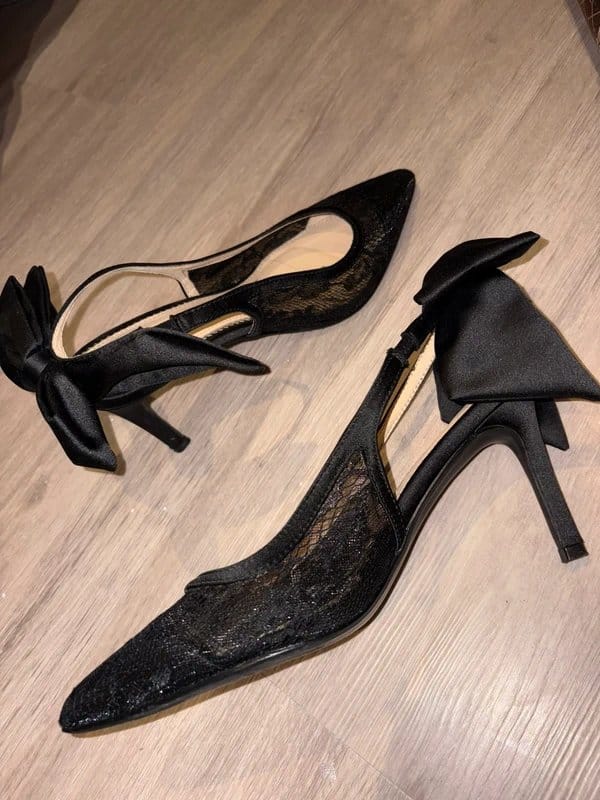 ASOS Black lace sling back heels - 1